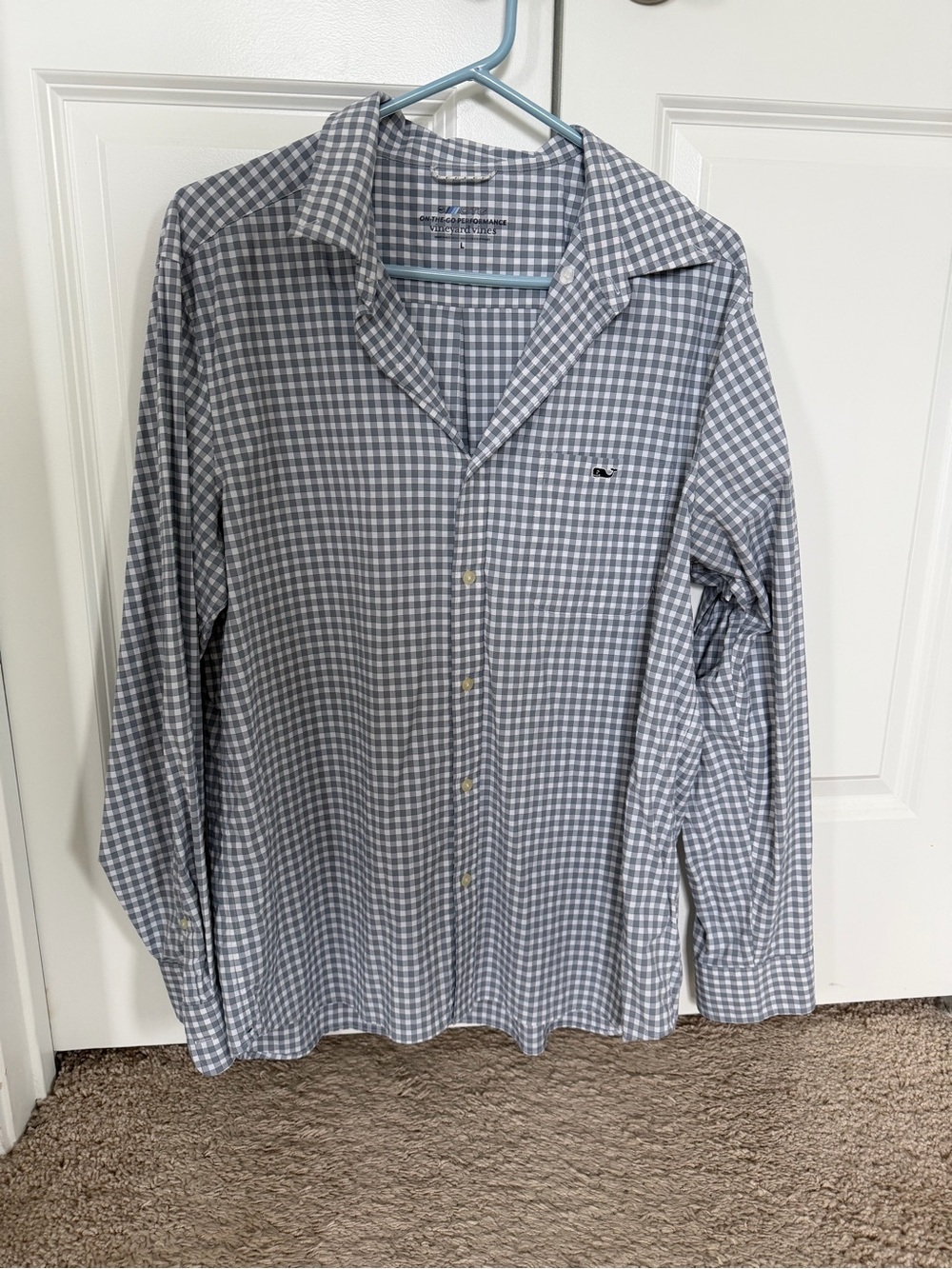 Vineyard Vines Men's Gray and White Check Button-Down Shirt